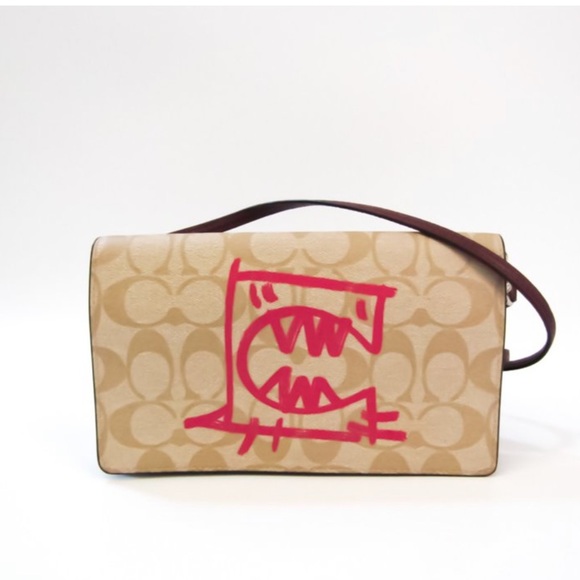 Auth Coach Signature GUANGYU REXY Anna Fold Coated Canvas Leather Shoulder Bag - Picture 2 of 5